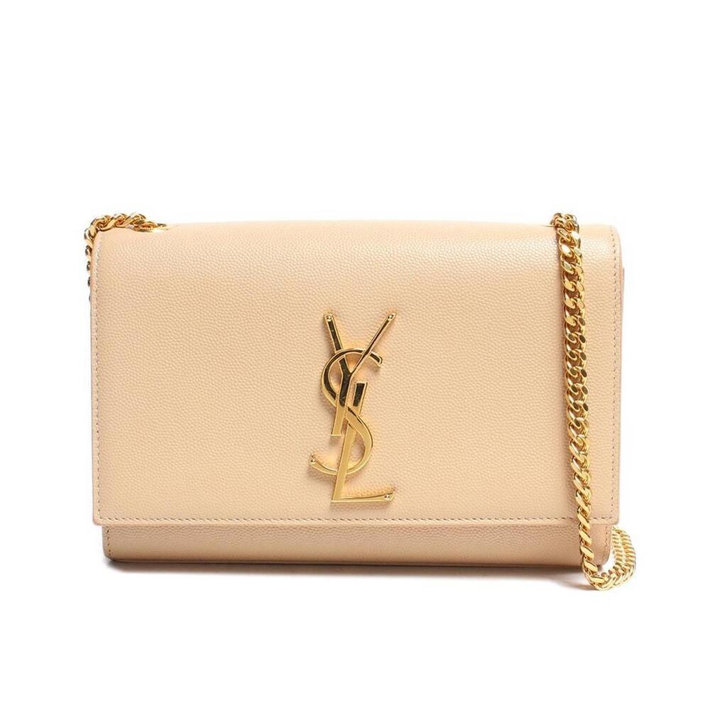 Saint Laurent Kate Shoulder Bag Chain Leather YSL Logo Gold Grain de Poudre